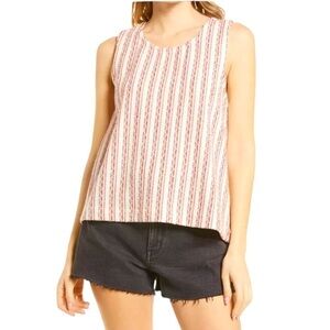 Madewell Bouclé Stripe Cross-Back Tank Top. Red Pink Blue Cream.  Size M #822